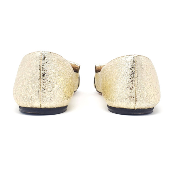 Gucci Shoes GG Marmont GG Logo Gold Metallic Loafers Flats EU 38.5 - Picture 5 of 11